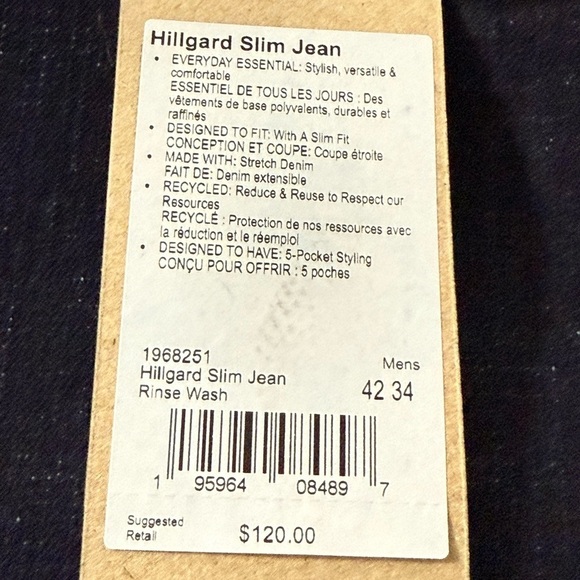 Prana Men’s NWT Hillgard Dark Wash Slim Straight Leg Jeans size 42 x 34 - Picture 3 of 10